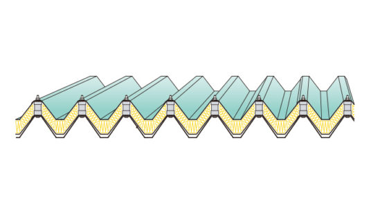 KBルーフ折板二重葺断熱工法（耐火構造）